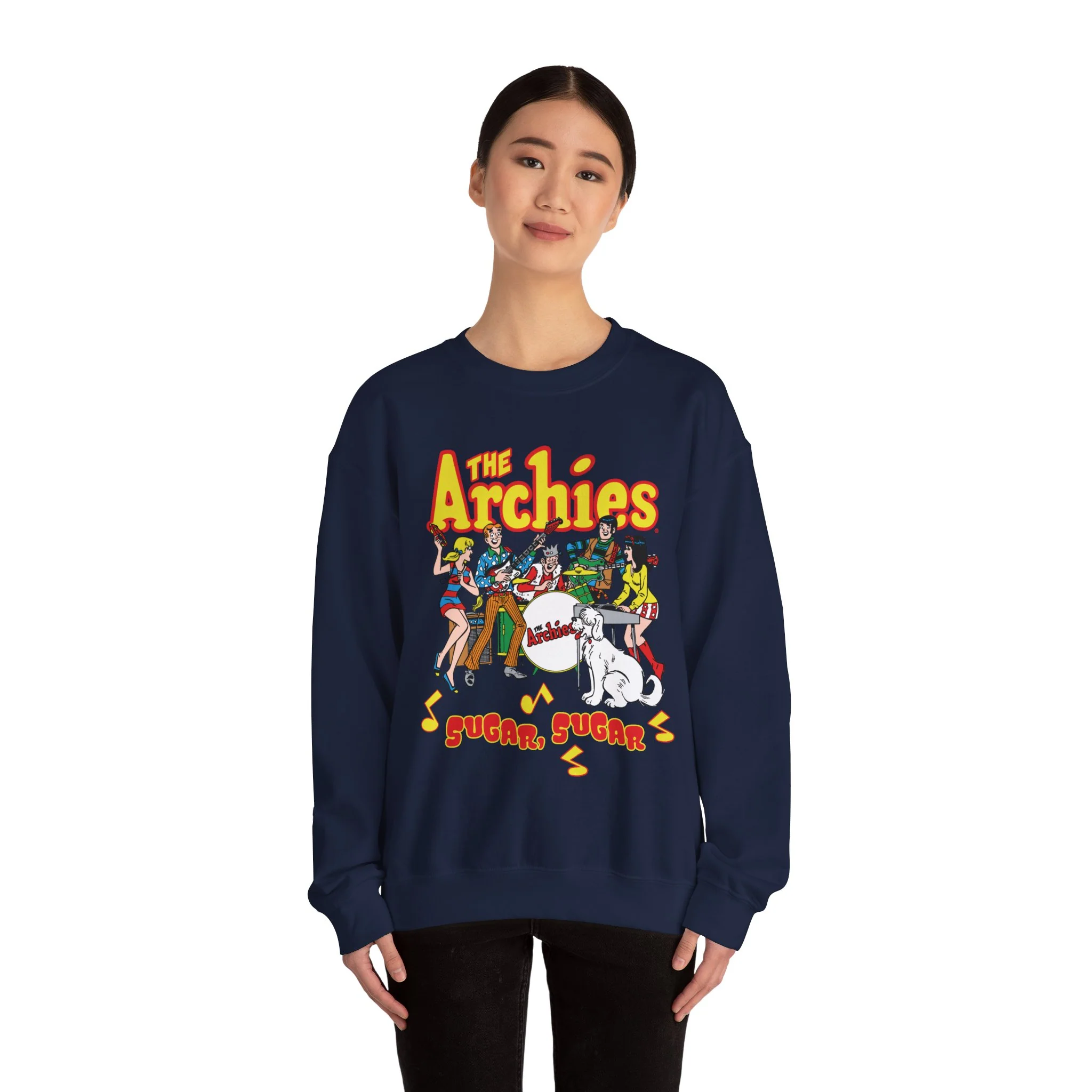 The Archies Sugar Sugar Unisex Heavy Blend™ Crewneck Sweatshirt featuring Archie, Betty, Veronica, Jughead, Reggie, and Hot Dog - Image 42