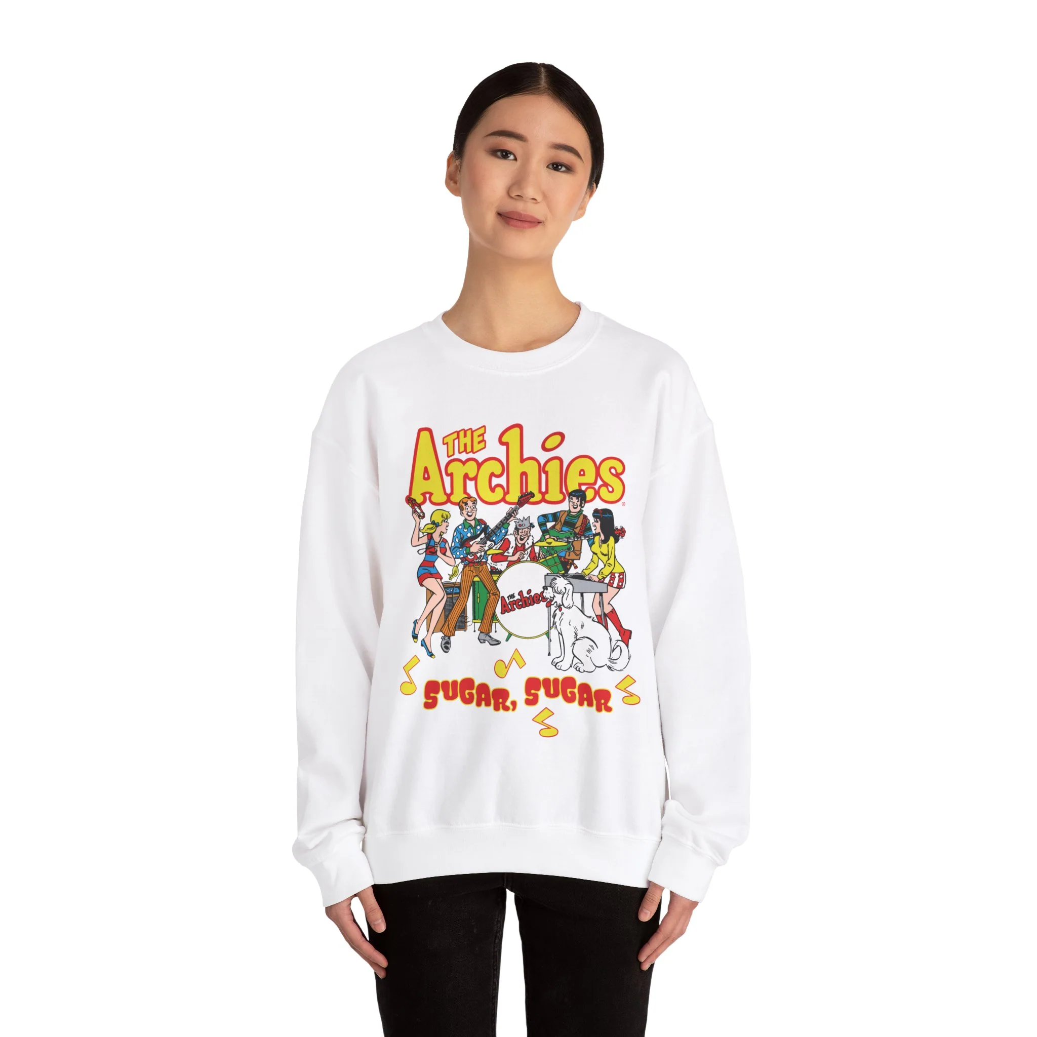 The Archies Sugar Sugar Unisex Heavy Blend™ Crewneck Sweatshirt featuring Archie, Betty, Veronica, Jughead, Reggie, and Hot Dog - Image 52